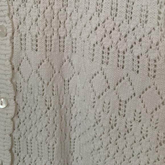 WHITE KNIT LACE CROCHET CARDIGAN 100% COTTON / TRADITION COUNTRY COLLECTION / L - Picture 9 of 9